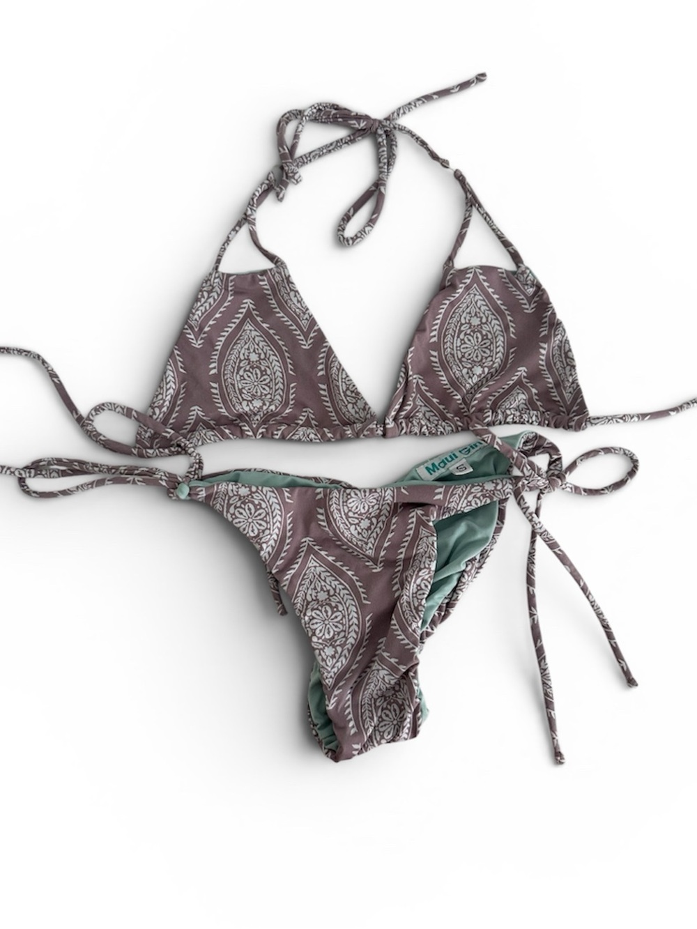 Maui Girl Lavender Bandana Print String Bikini, Size S